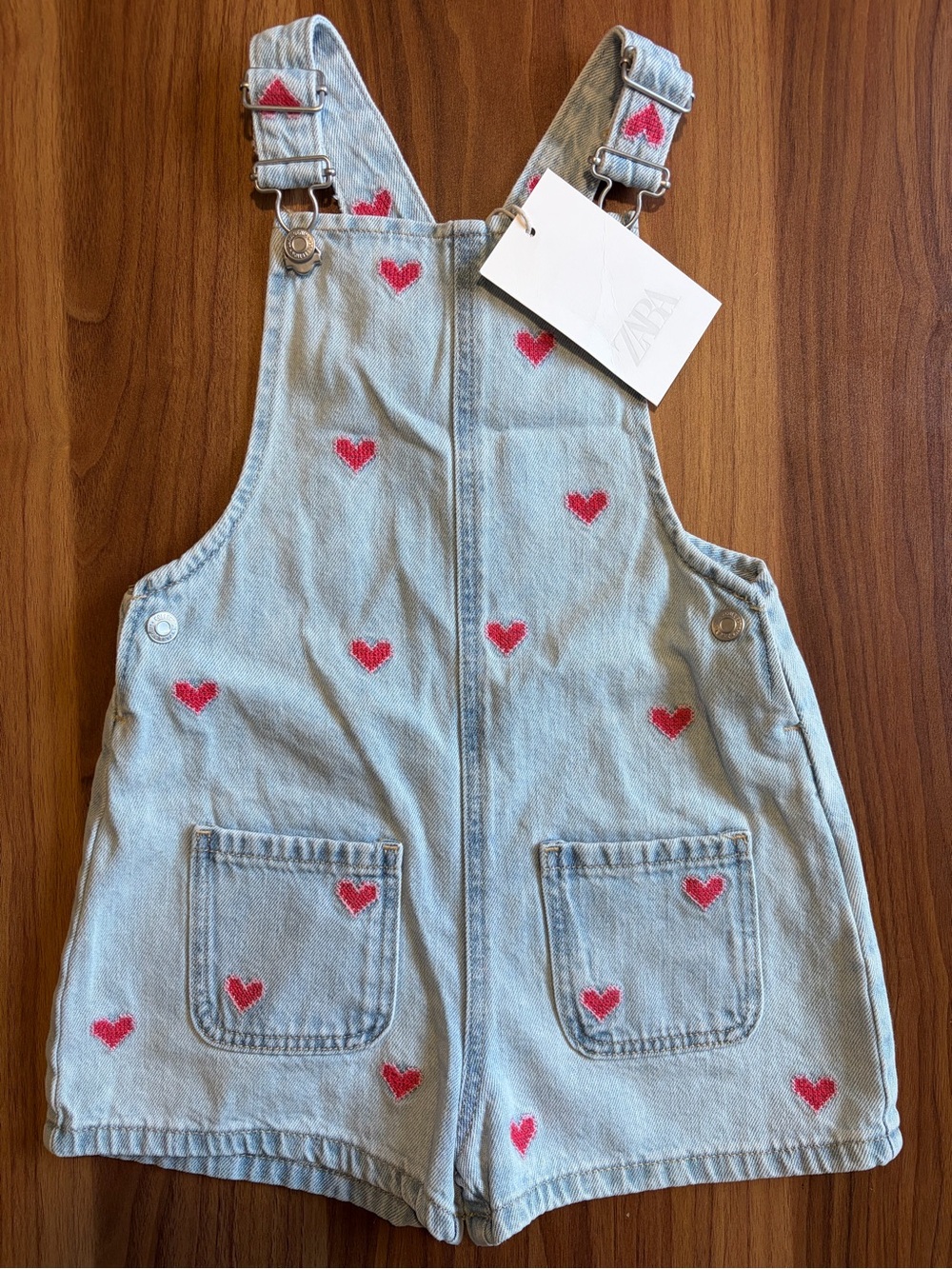 NWT Zara 3Y Heart Embroidered Shortalls